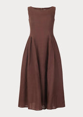 Miranda Midi Drop Waist Cotton Dress - Brown
