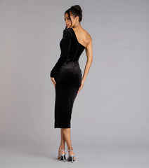 Marleigh Velvet One-Shoulder Midi Dress