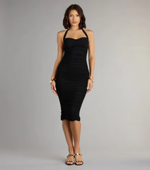Midnight Muse Halter Midi Dress