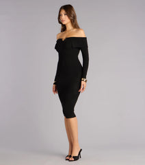 Polished Curves Off-Shoulder Knit Midi Dress