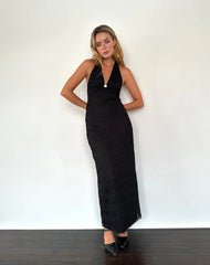 Atma Halterneck Maxi Dress in Canina Lace Black