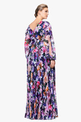 Plus "Sammy" Chiffon Long Sleeve Floor Length Dress