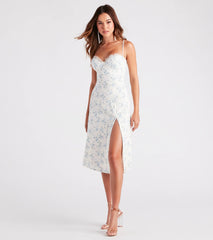 Lovely In Floral Lace Trim Midi Dress