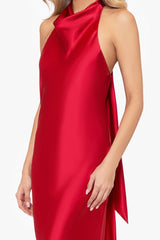 "Shannon" Halter Necktie Floor Length Dress