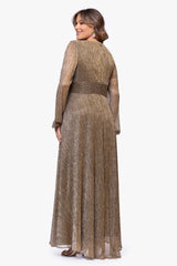 Plus "Alexa" Long Sleeve Metallic Knit Dress