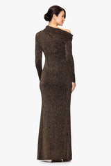 "Khloe" Metallic Knit Drop Shoulder Floor Length Dress