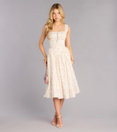 Garden Party Plans Floral Lace-Up Midi Dress