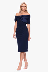 "Sloane" Scuba Crepe Off the Shoulder Short Dress