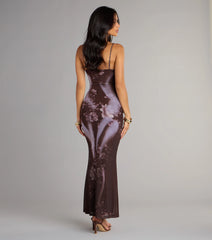 Moonlit Bloom Abstract Floral Maxi Dress