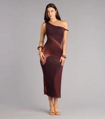 In Your Element Off-Shoulder Mesh Twist Midi Dress