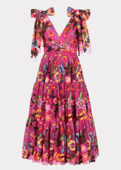 Hibiscus Sleeveless Empire Waist Midi Dress