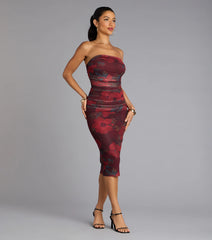 Love Struck Floral Mesh Midi Tube Dress