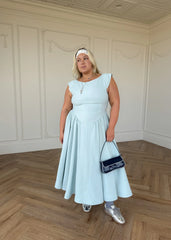Diana Drop Waist Keyhole Back Dress - Light Blue