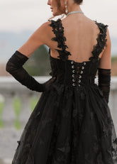 Mariposa Butterfly Corset Midi Dress - Black