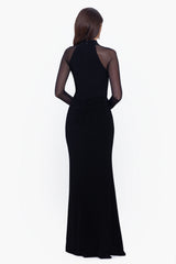 "Valerie" Long Mock Neck Mesh Long Sleeve Dress