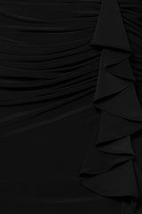 Petite "Bobbi" Ruffled V-Neck Gown
