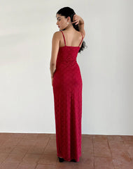 Cantha Maxi Dress in Mari Lace Red