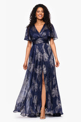 Petite "Chloe" Long Short Sleeve Print Dress