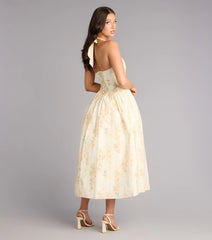 Petals And Plans Halter Lace-Up Midi Dress