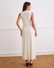 Gerda Maxi Dress in Floral Flock Cream