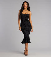 Enchanted Noir Lace Up Midi Dress