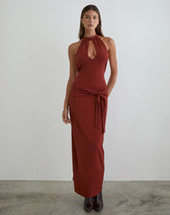 Viorela Maxi Dress in Jersey Fired Brick