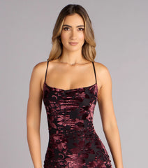 Floral After Dark Burnout Lace-Up Midi Dress