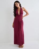 Ryoko Maxi Dress in Cupro Burgundy