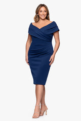 Plus "Sue" Techno Scuba V-Neck Knee Length Dress