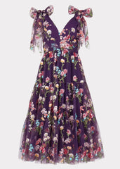 Margaret Floral Midi Dress Purple