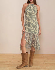 Tanta Midi Dress in Blurred Floral Yellow
