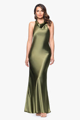 "Shannon" Halter Necktie Floor Length Dress