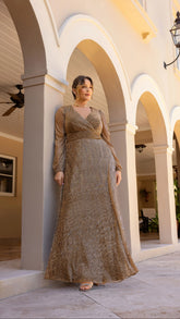 Plus "Alexa" Long Sleeve Metallic Knit Dress