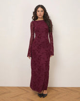 Shaleed Maxi Dress in Botanical Flower Maroon