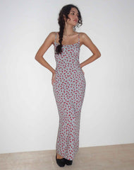 Kafka Maxi Slip Dress in Blue Floral Ditsy