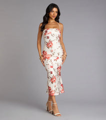 Garden Stroll Floral Lace-Up Midi Dress