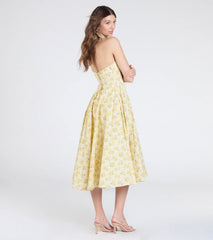 Set For Spring Halter Corset Floral Midi Dress