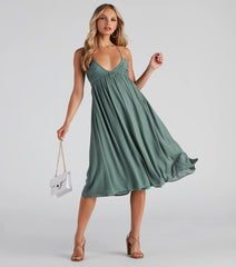 Palisades Ruched V-Neck Midi Dress