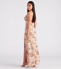 Getaway Bound Tropical Cowl Neck Maxi Dress
