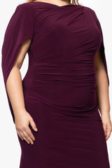 Plus "Miriam" Long Jersey Draped Back Gown