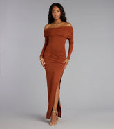 Off-The-Shoulder Moments Slit Maxi Dress