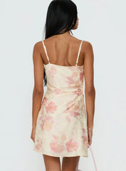 Mienna Cowl Neck Mini Dress Yellow / Pink Floral