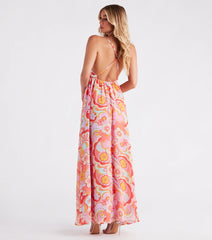 Electric Love Chiffon Floral Maxi Dress