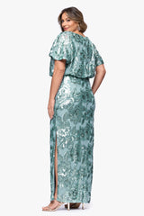 Plus "Tracy" Sequin Embellished Floor Length Dress