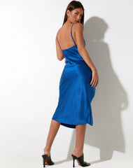 Shantique Midi Dress in Satin Blue