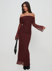 Consideration Long Sleeve Maxi Dress Chocolate