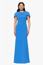 "Shanice" Scuba Crepe Short Cape Floor Length Dress