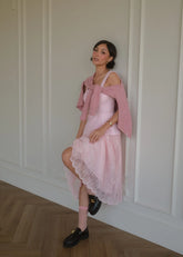 Jackie Peplum Belted Dress - Pink
