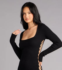 Quietly Bold Lattice Side Midi Dress
