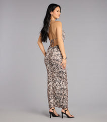 Strike Again Snake Print Maxi Dress